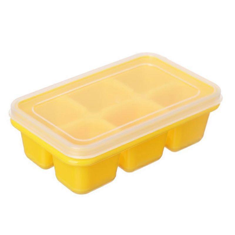 Silicone Ice Cube Mould with DIY Lid 6 Grid Soft Bottom Cube Mold Square Tool