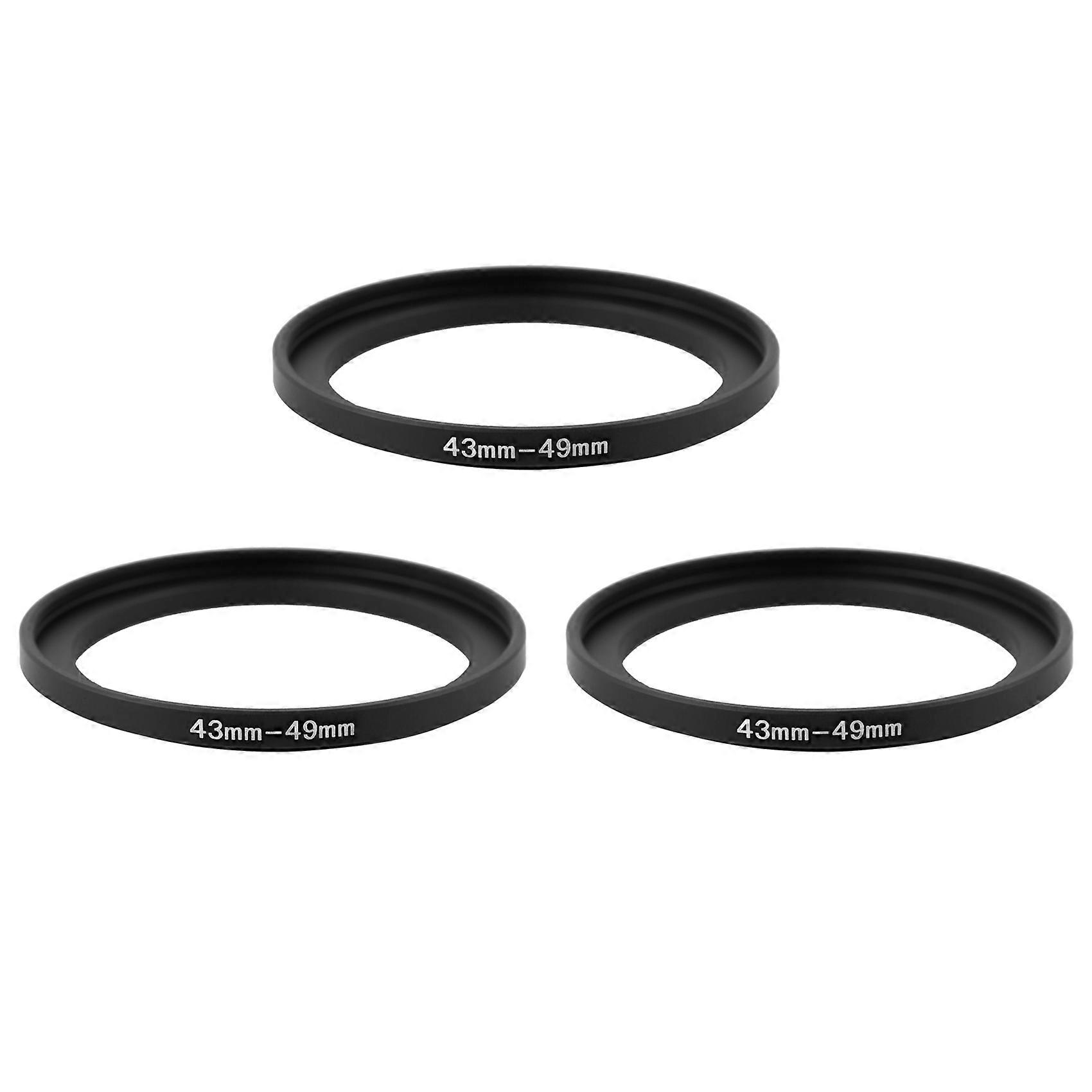 3pcs 43mm to 49mm Metal Step Up Filter Ring Adapter for Camera