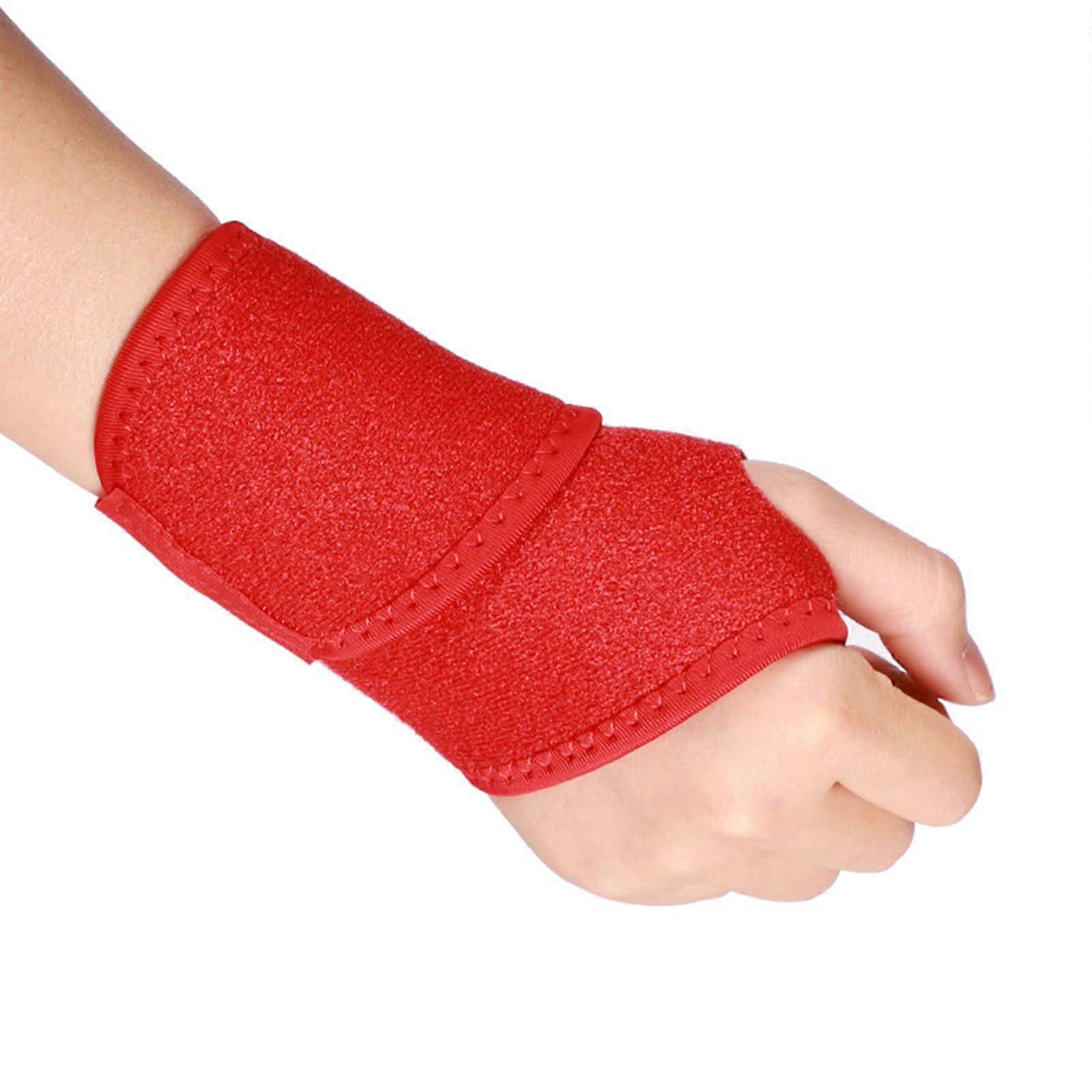 2Pcs Wrist and Thumb Support Brace Adjustable Compression Breathable Elastic Wrap Red for Sports
