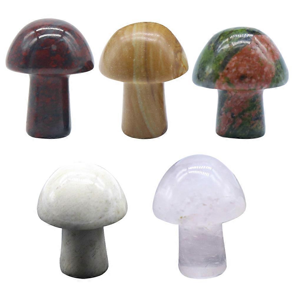 Crystal Mini Mushroom Decor for DIY Miniature Scenes 5Pcs