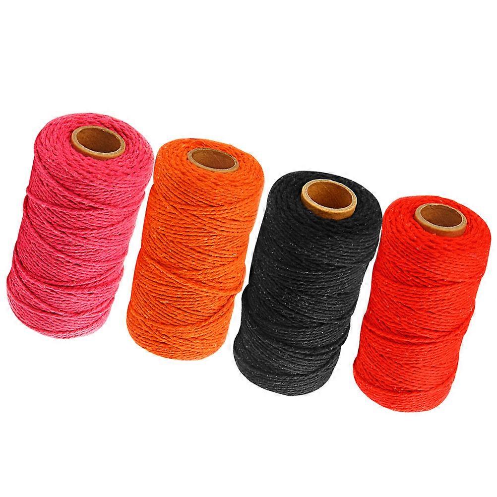 Colored Cotton Rope for Fastening 4 Roll Bright Multi-Functional Braided Rope
