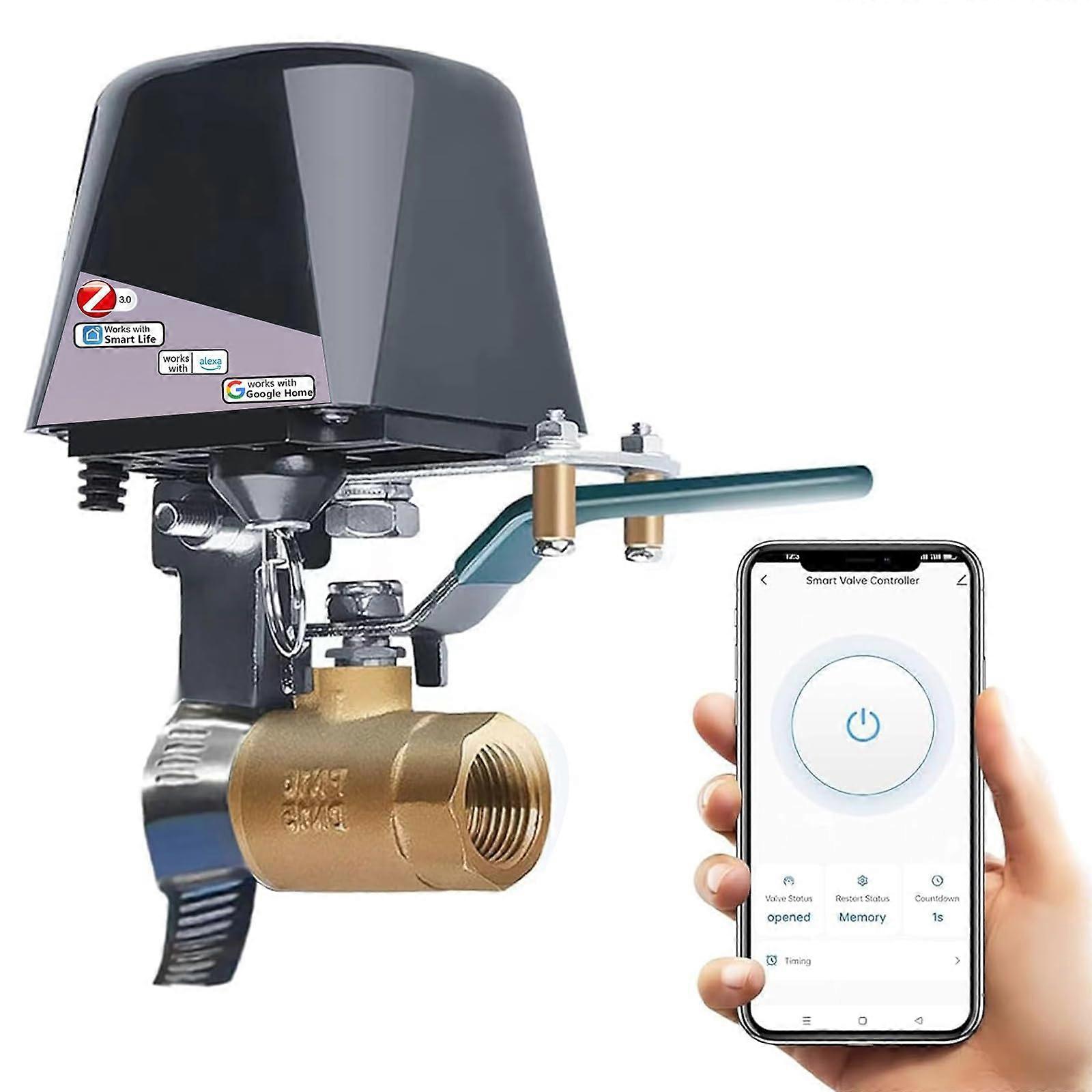 Zigbee Smart Water Valve with App Control, Alexa Compatible Irrigation Controller for Gardens