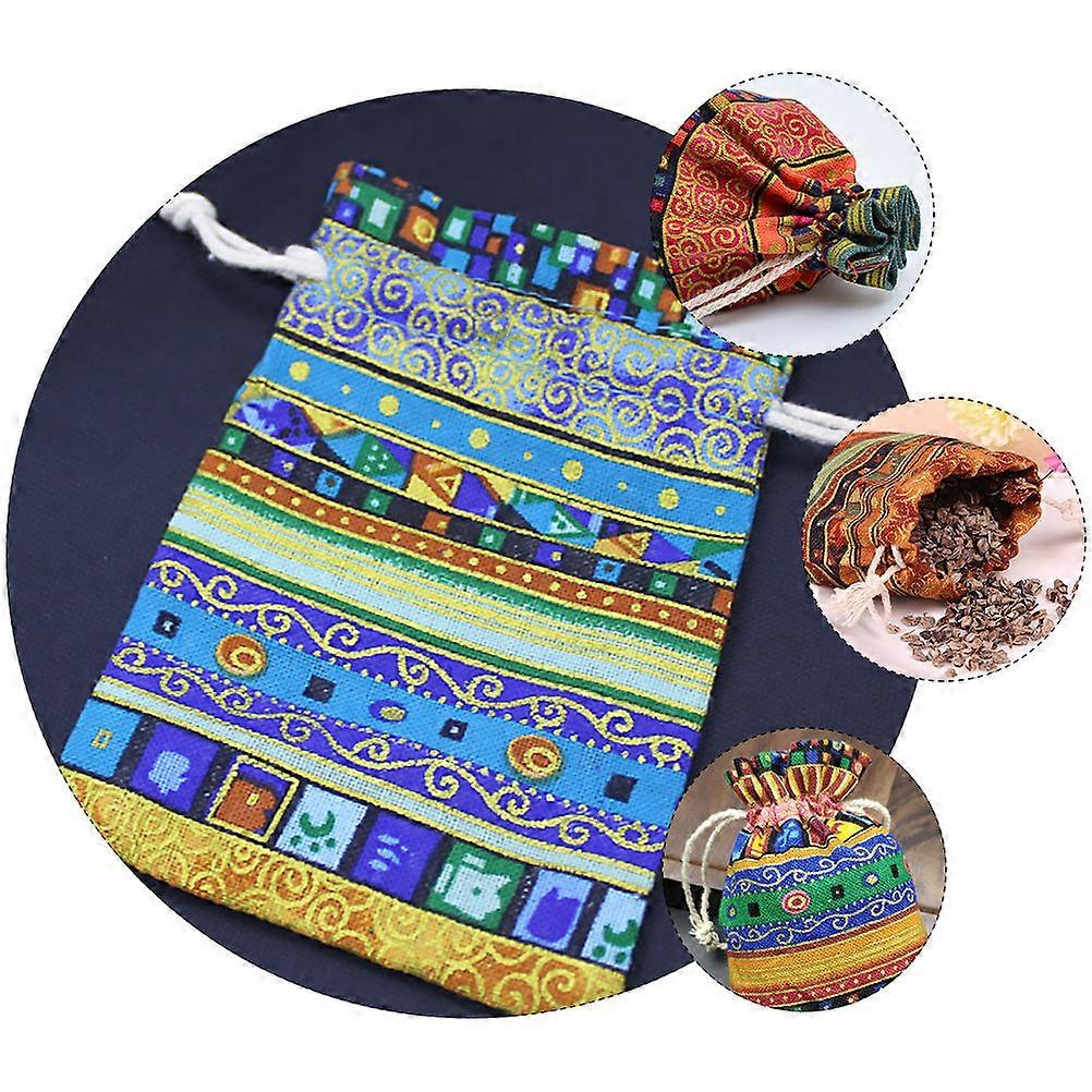Cotton Drawstring Pouch for Storage 4Pcs Ethnic Style Gift Bag