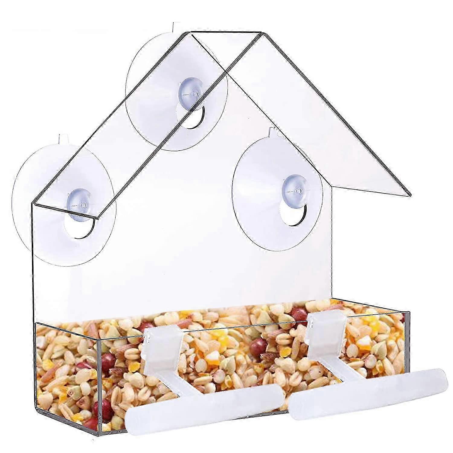 Acrylic Window Bird Feeder - Suction Cup Mount for Sparrows & Robins 26-27s