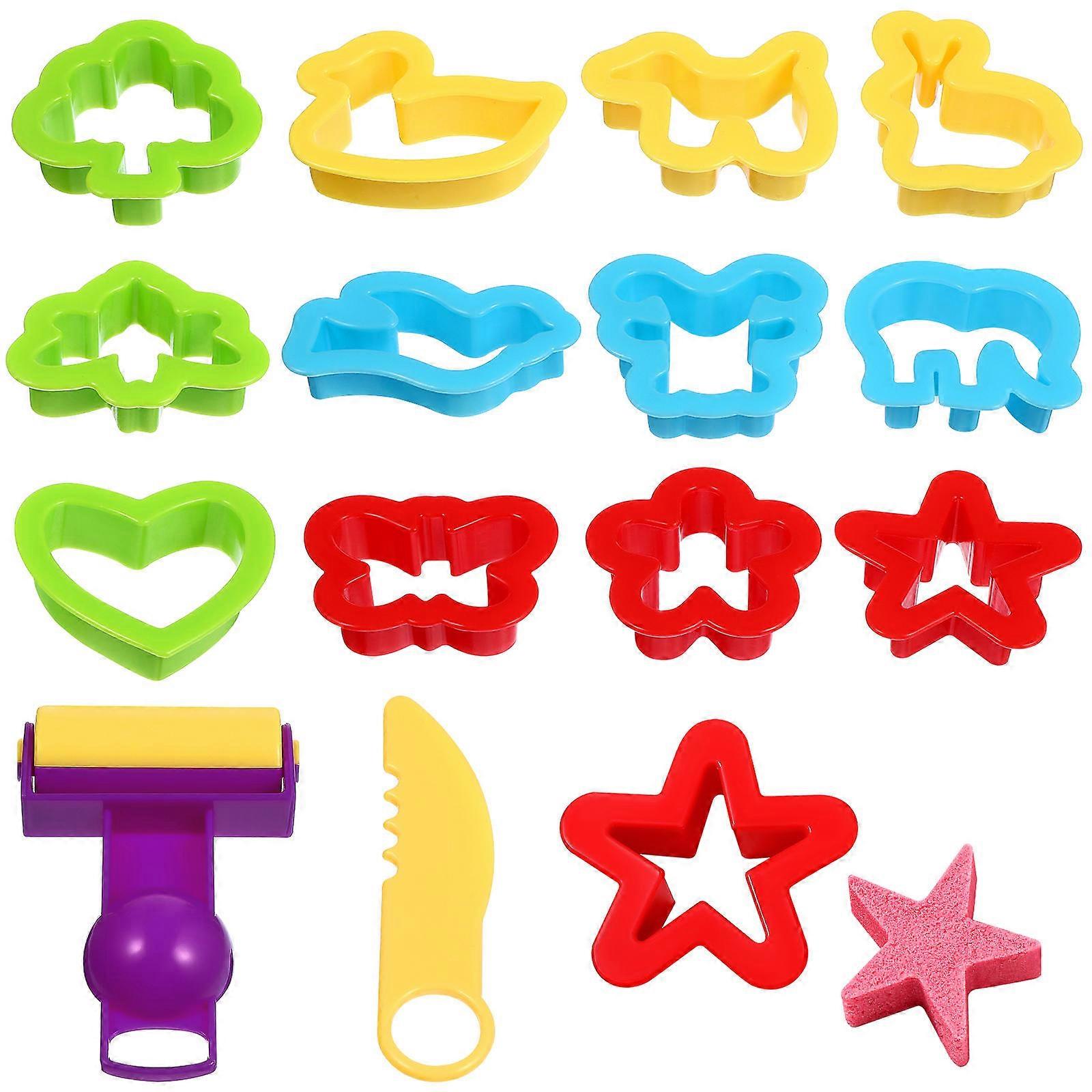 Children Clay Modeling Tool DIY Cutter Mould Kit with 3Pcs Roller Set