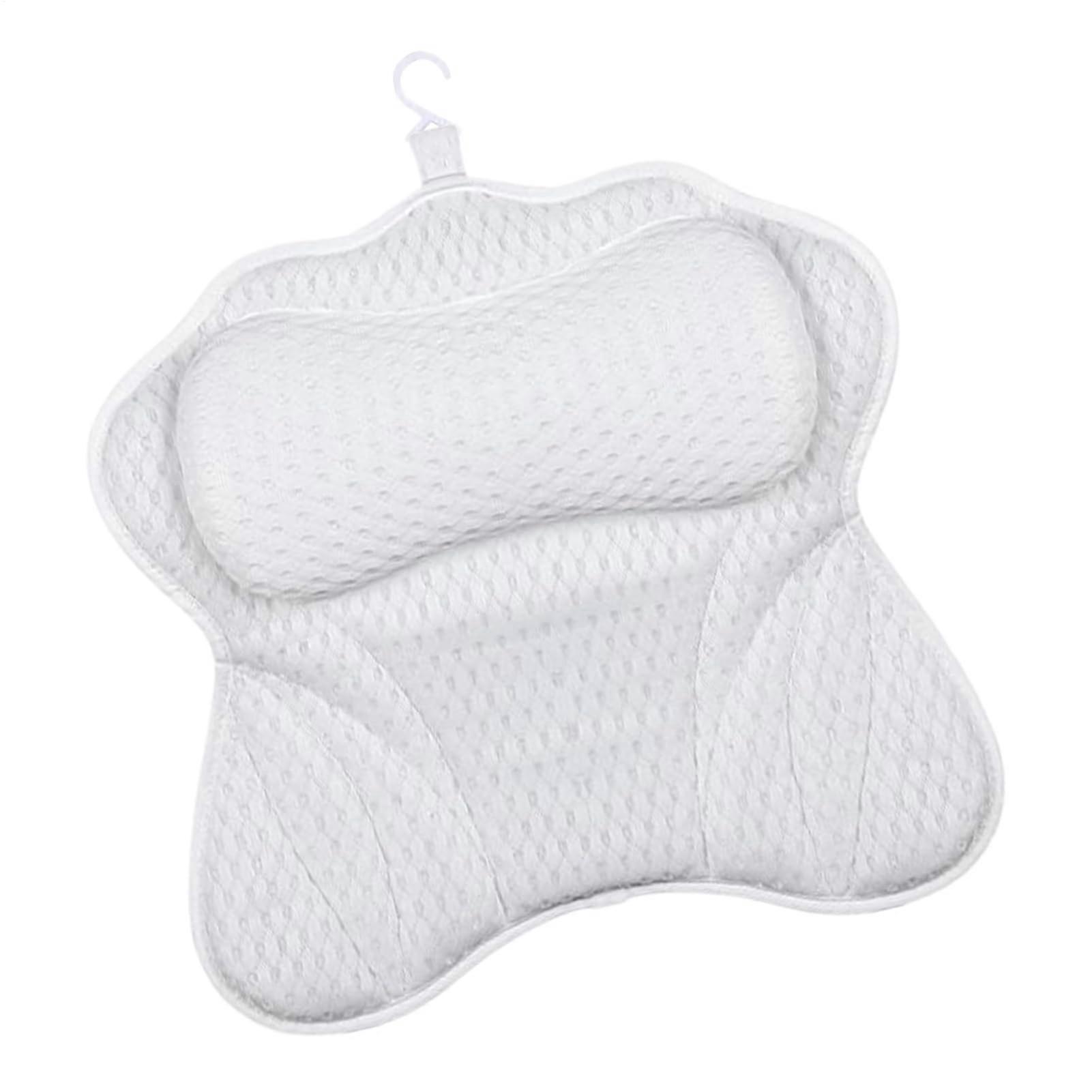 Bath Pillow with Suction Cups, Ergonomic Neck and Shoulder Support, QuickDry Breathable Fabric