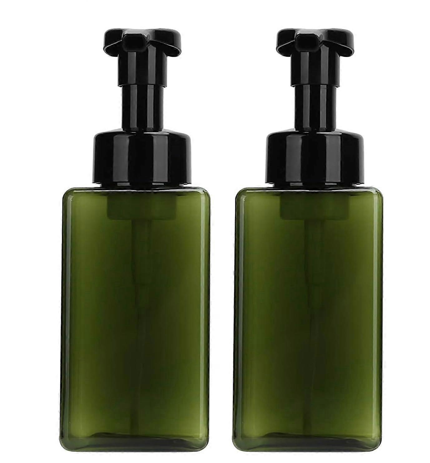 2 PCS Foaming Soap Dispenser 17 oz Refillable Plastic Pump Bottle for Bathroom and Kitchen Green