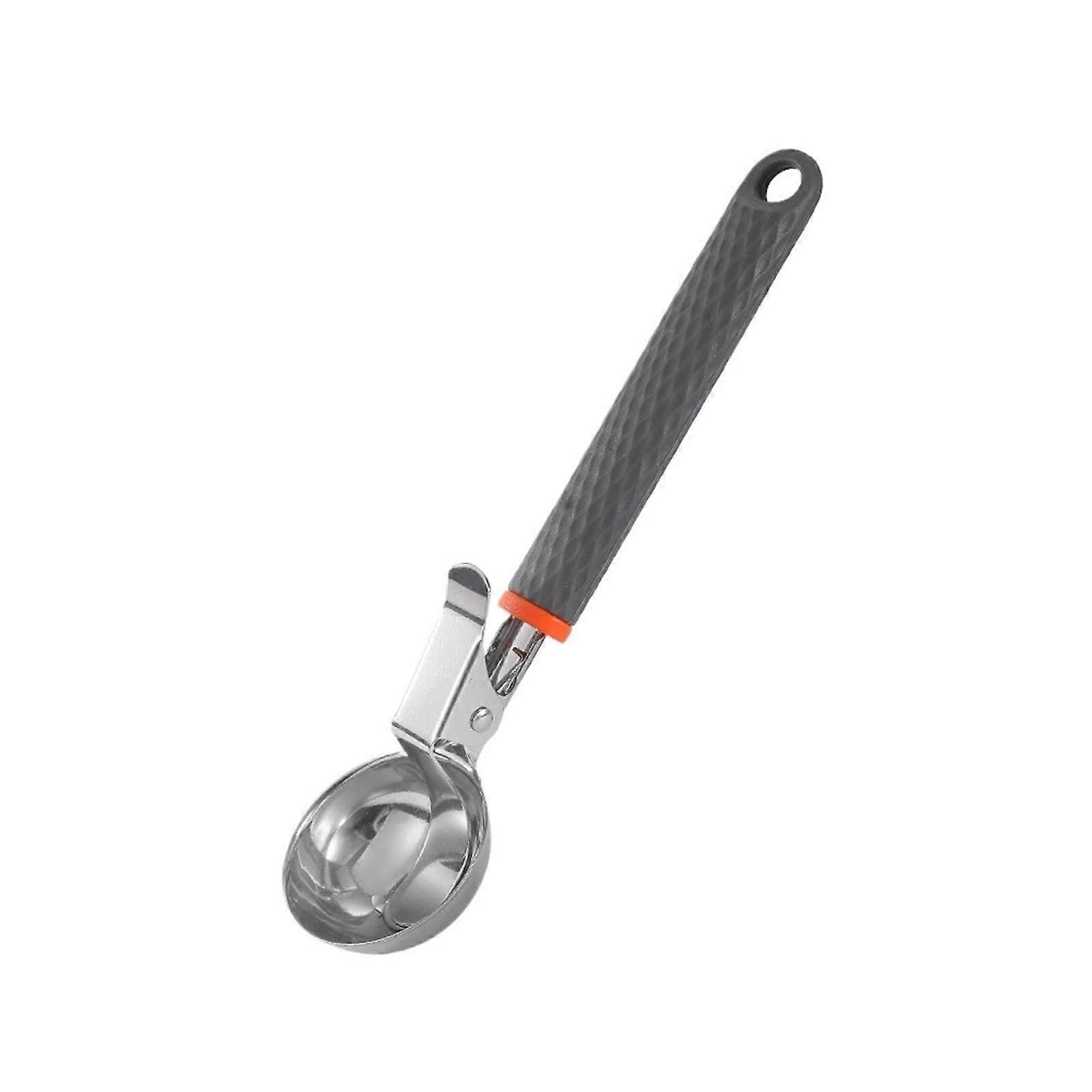 Stainless Steel Ice Cream Scoop with Ergonomic Silicone Handle, Press Type Multi Functional Spoon
