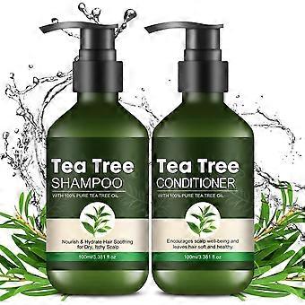 Tea Tree Shampoo and Conditioner Set for Itchy Scalp, Hair Loss, Anti Dandruff, Deep Hydration