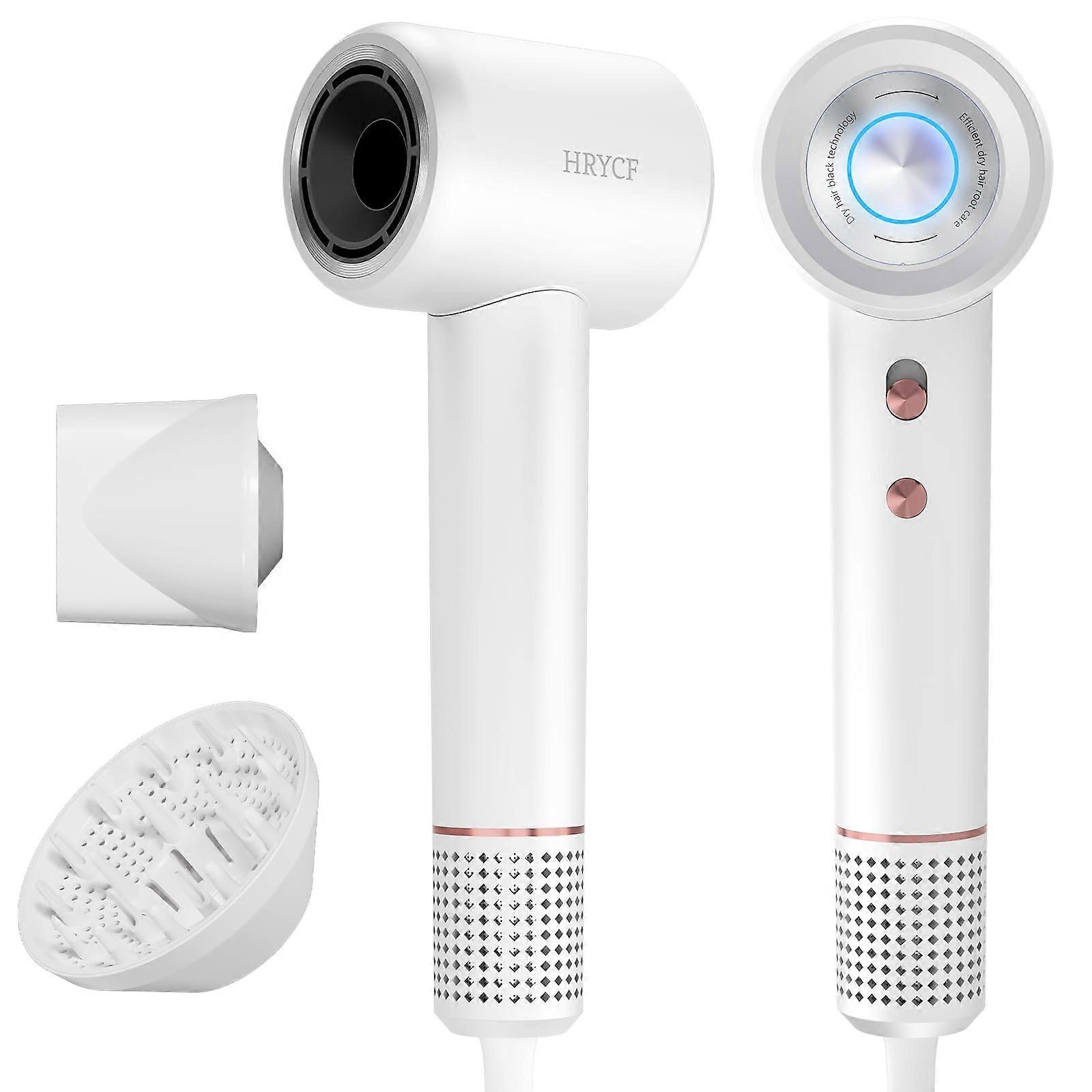 Professional  Speed Ionic Hair Dryer with Brushless Motor, Diffuser and Frizz Control, White