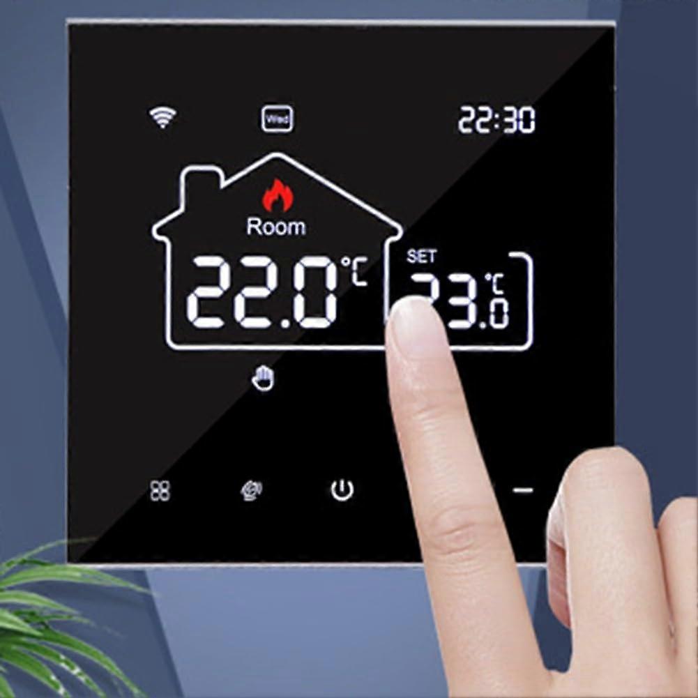 Smart WiFi Thermostat with App Control, Voice Command, LCD Touchscreen for Underfloor Heating and Gas Boilers