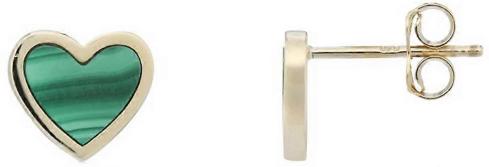 Mark Milton Malachite Heart Earrings - Yellow Gold/Green