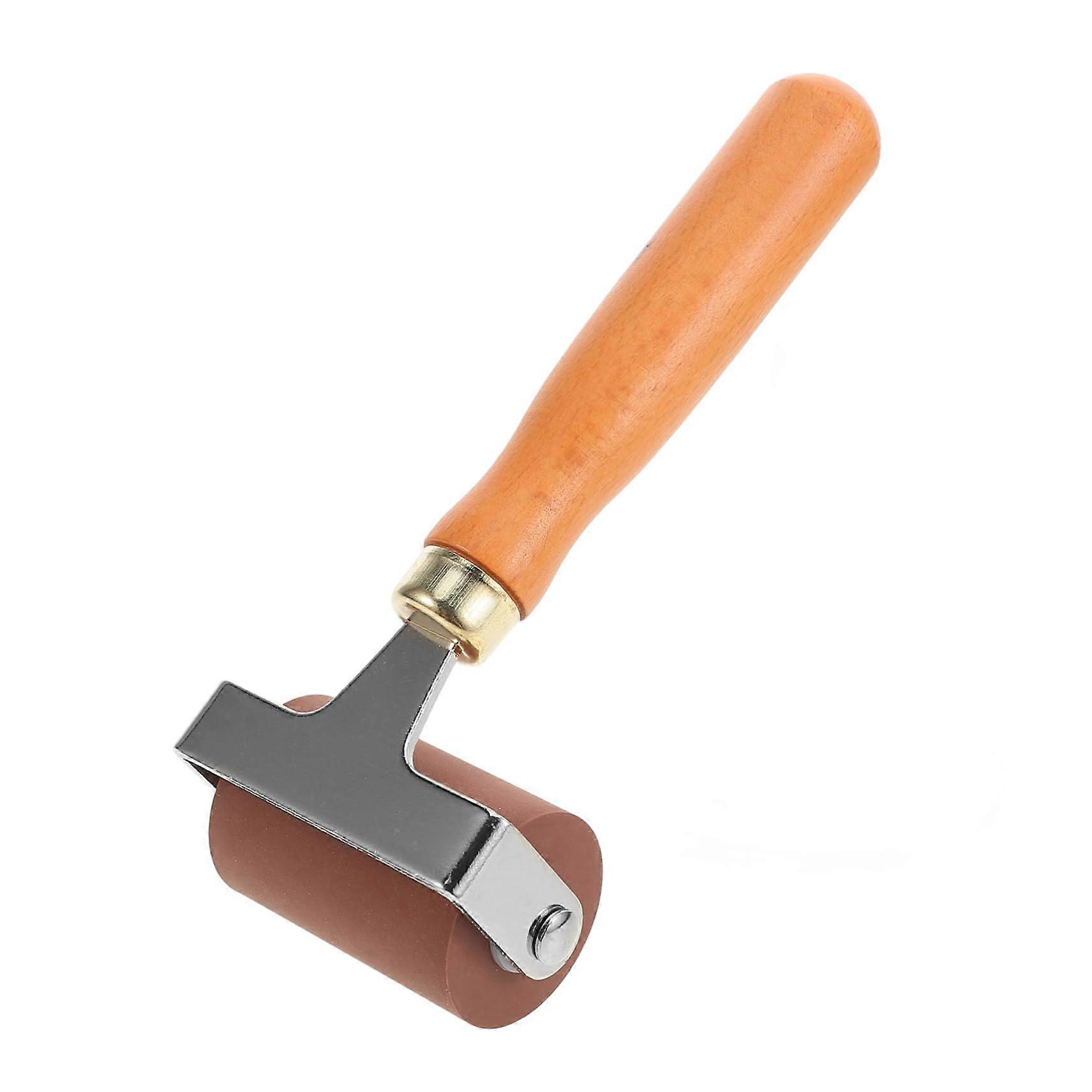 Printmaking Roller with Ergonomic Wooden Handle for Even Ink Distribution and Stamping Tool