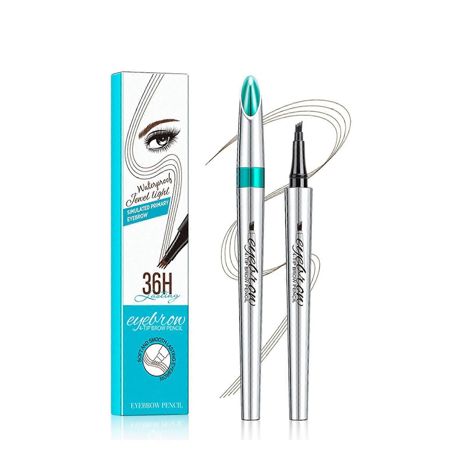 Waterproof 4 Tip Eyebrow Pencil Dark Brown, Long Lasting Microblading Pen for Natural Brows
