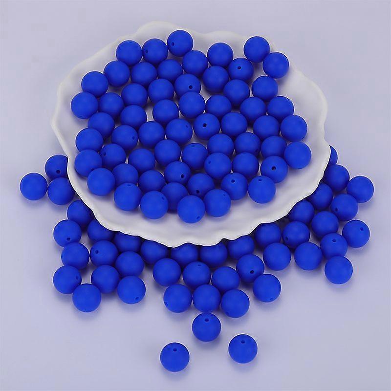 Round Silicone Focal Beads Blue 15mm Hole: 2mm