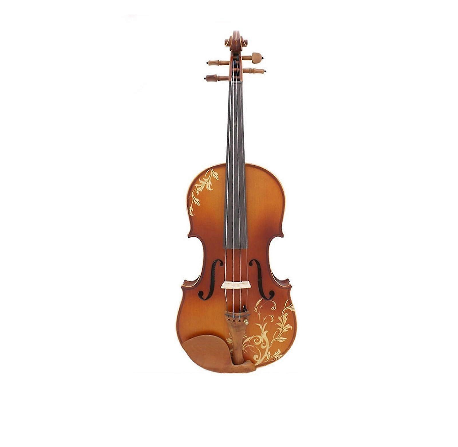 4/4 Full Size Beginner Violin Kit, Handcarved Solid Wood Student Violin with Case and Bow