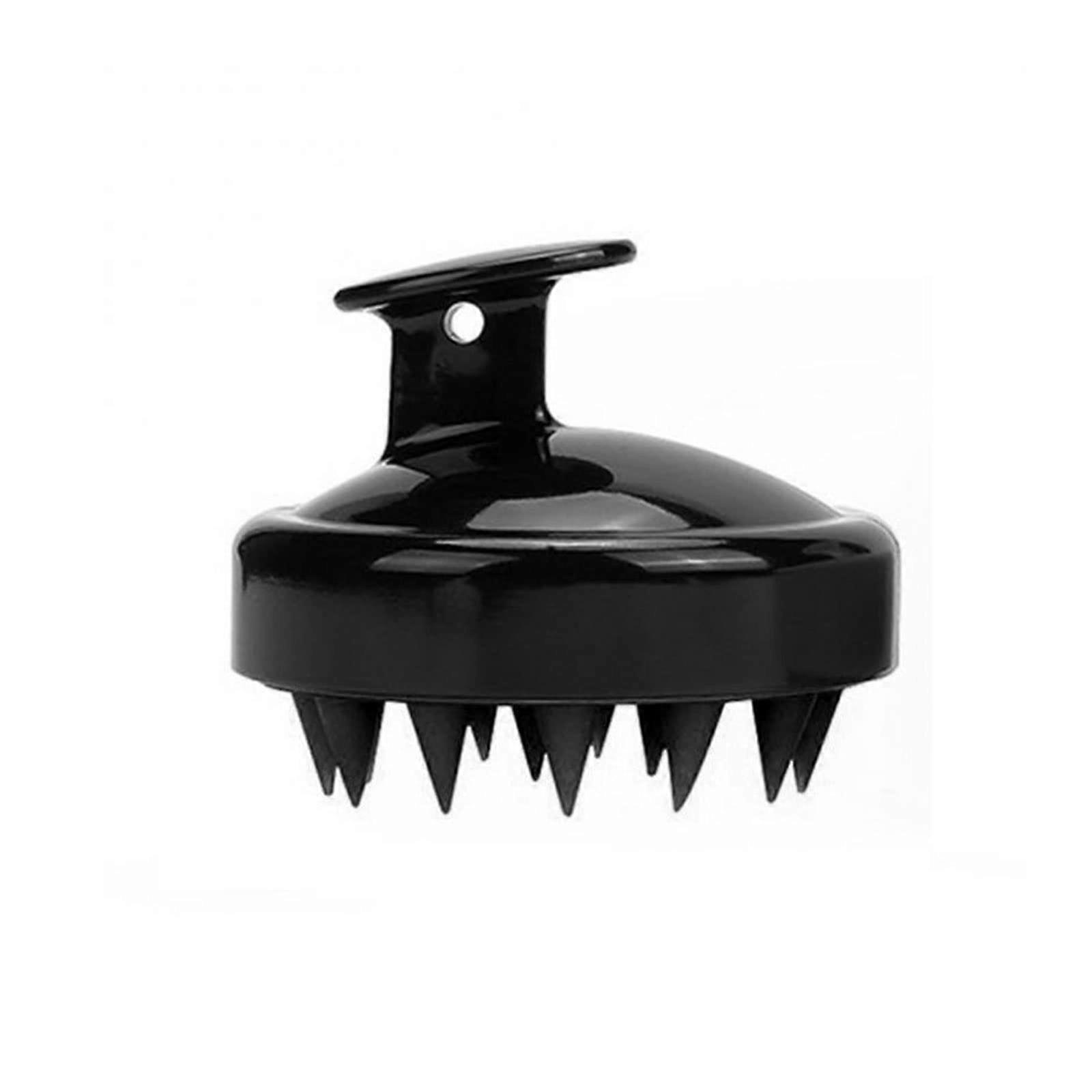 Scalp Massager Brush Solid Black Silicone Bath Brush with AntiSlip Long Handle for Shower