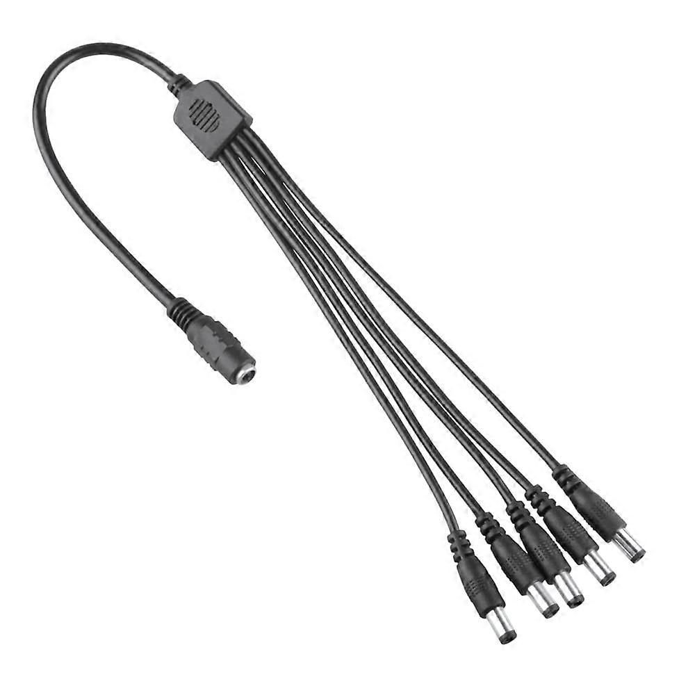 CCTV Power Splitter 12V DC 2.1mm 1 to 5 Cable for MultiCamera Security Systems Black