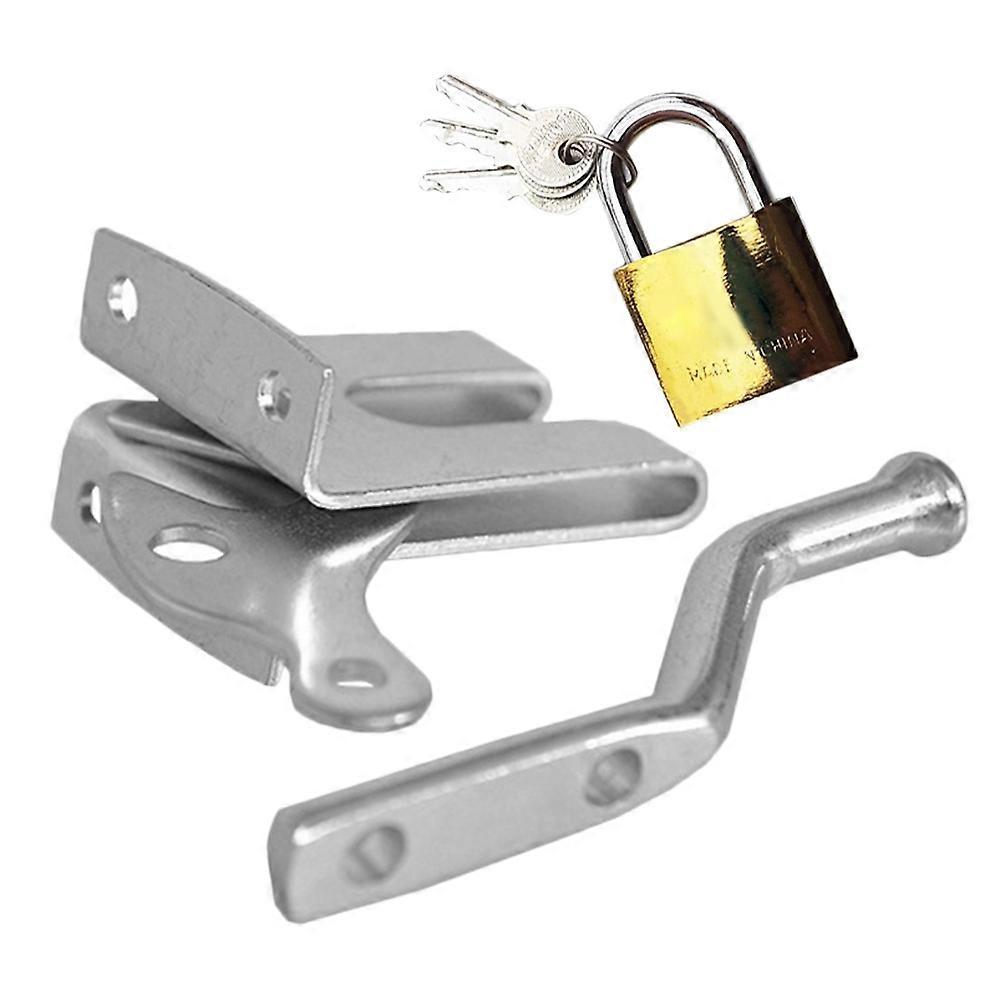 Automatic Lock Silver Gate Latch Carbon Steel Gate Lock 1Set for Fence Security