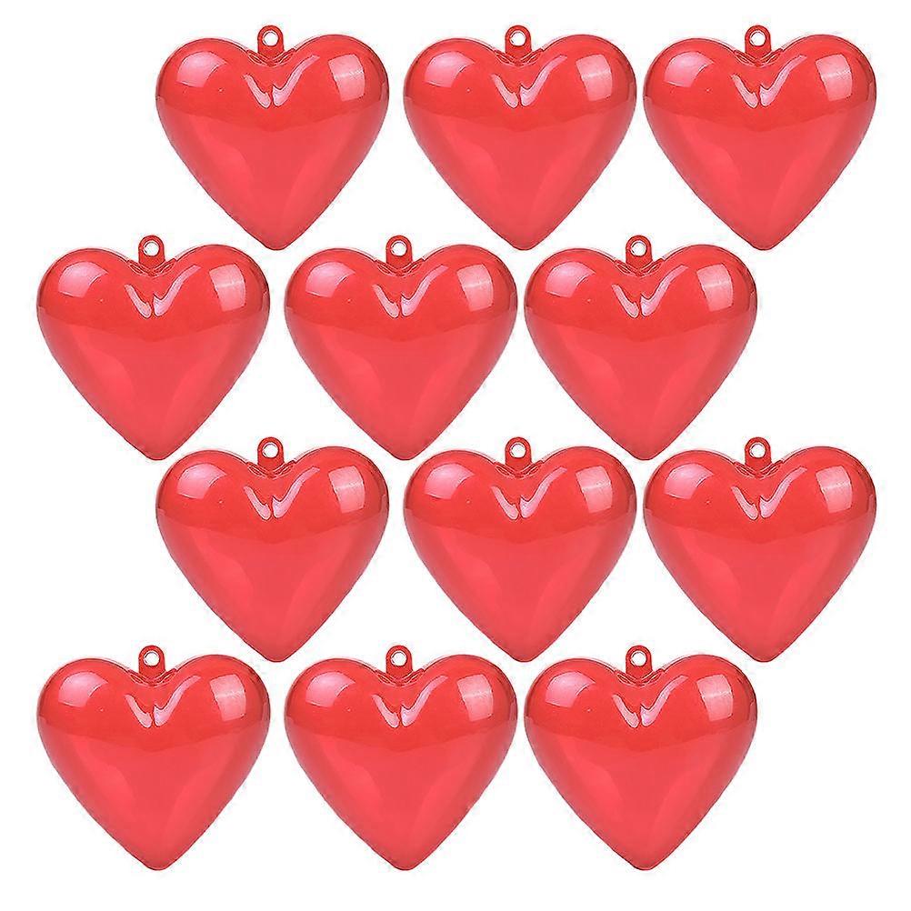 Red Heart Plastic Containers for Valentine's Day Storage with 12Pcs Set
