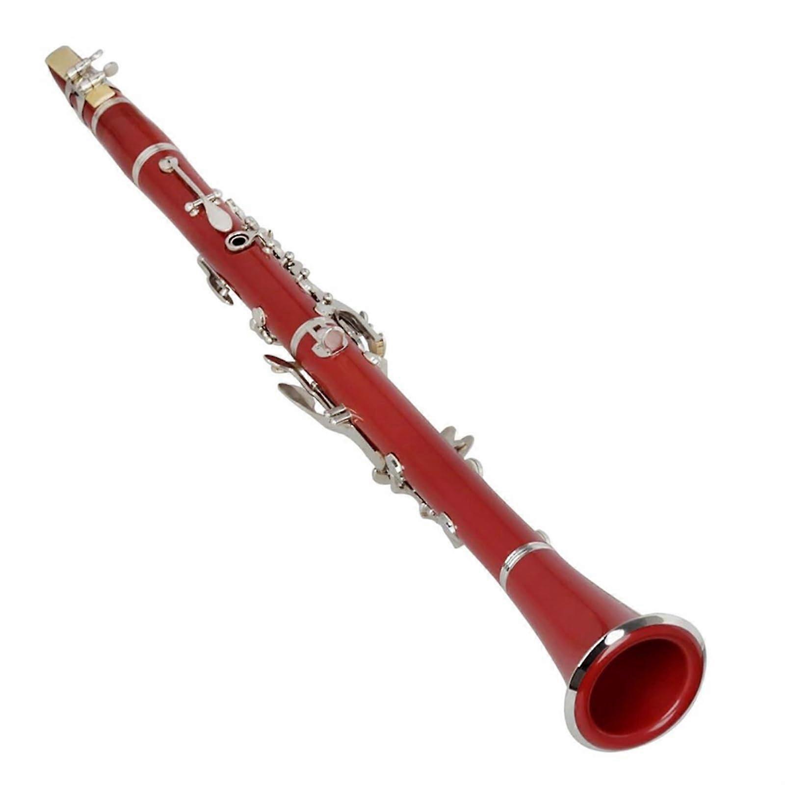 Beginner Red Bb Clarinet 17Key Bakelite B Flat Student Instrument with Protective Case
