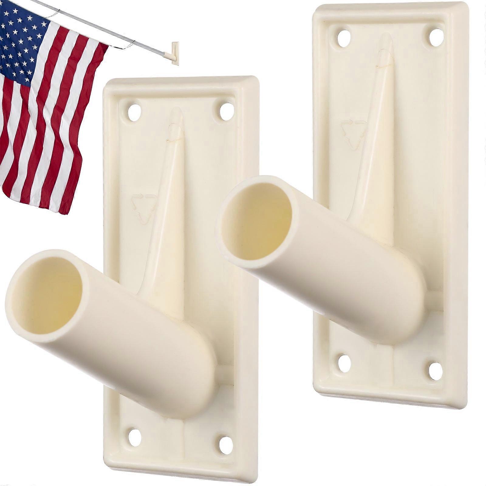 Flagpole Bracket Plastic Beige for Garden Flags Easy Install 2Pcs