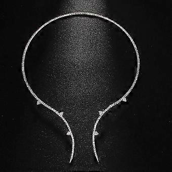 New simple diamond collar geometric opening adjustable necklace clavicle chain jewelry female silver