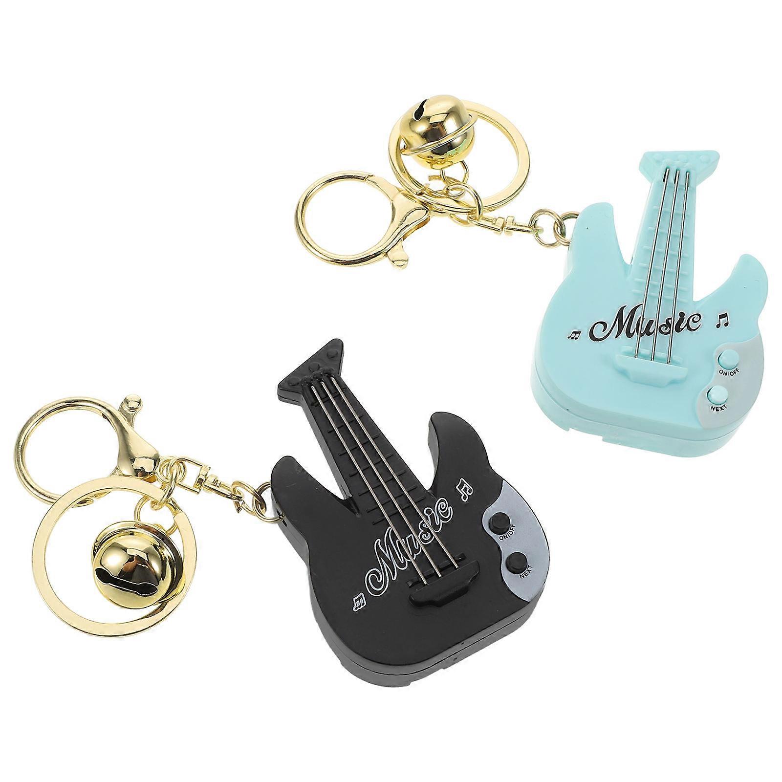 Music Guitar Keychain 2Pcs Multi Functional Decorative Key Accessory