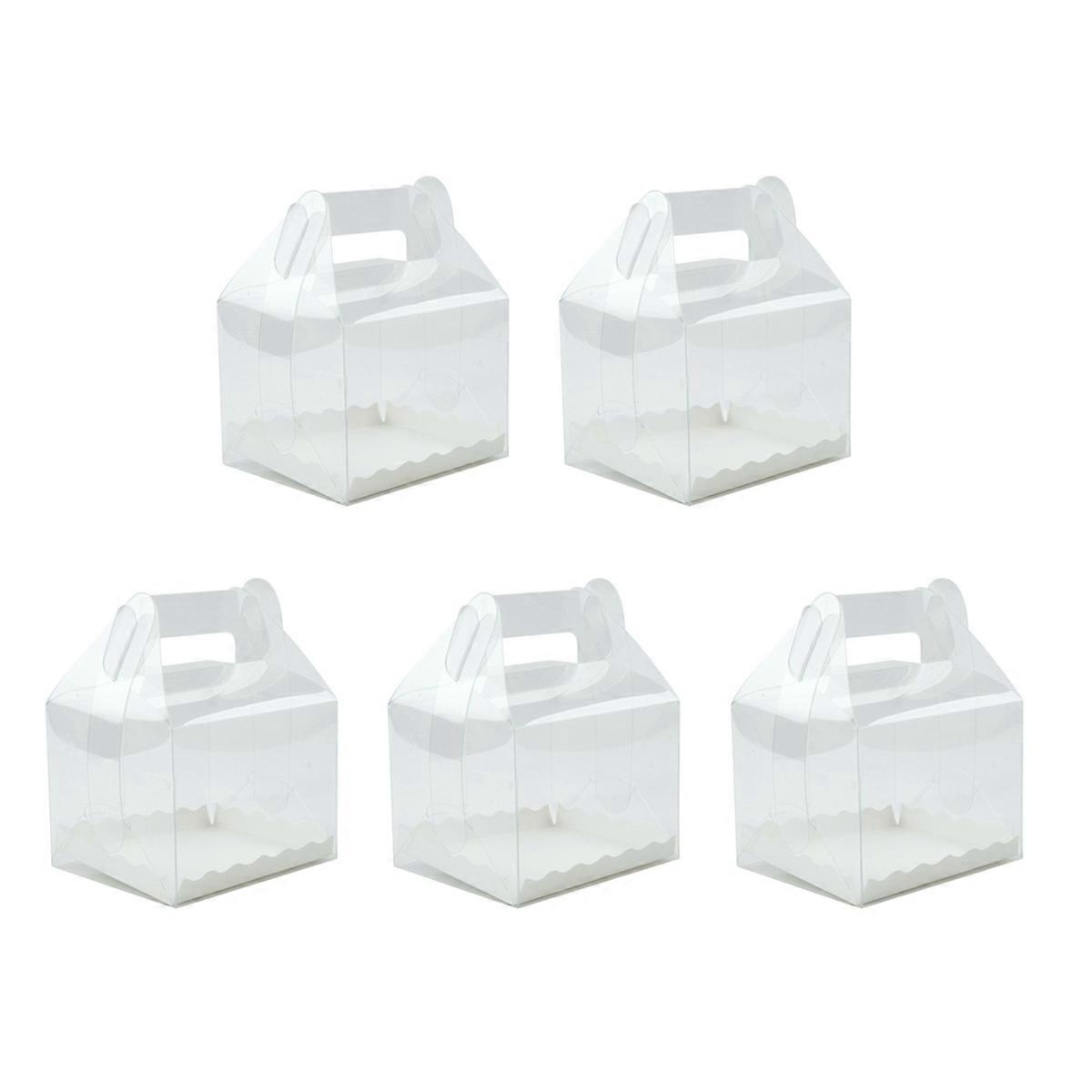 Clear Cake Boxes Baking Packaging Boxes with Handle for 5Pcs Storage Use