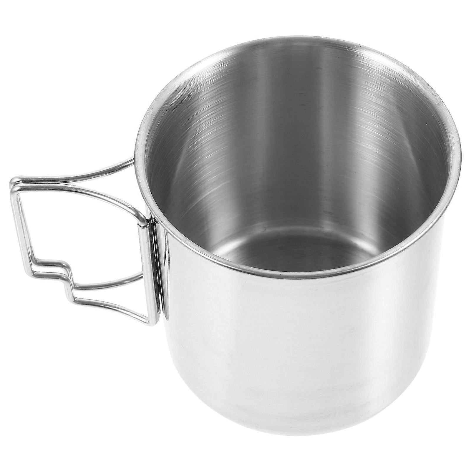 Silver Outdoor Drinking Cup Multi-Function Camping Mug with Handle