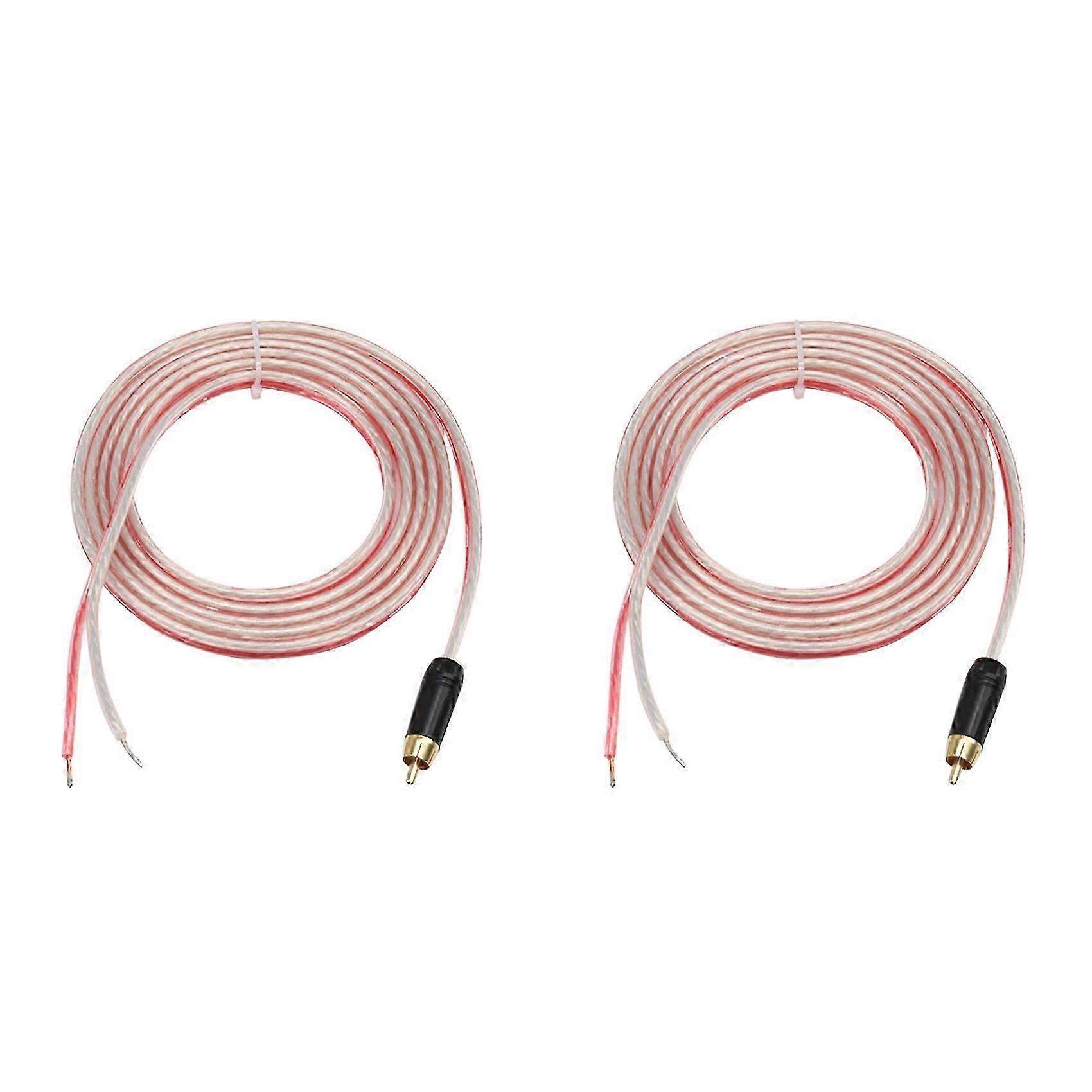 2X Replacement Speaker Repair Cable, 5Ft, RCA Plug to Stripped Ends