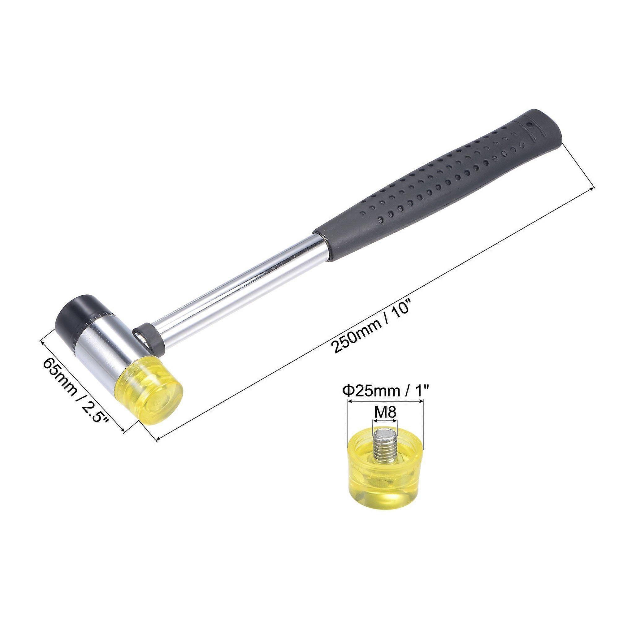 Rubber Hammer 1inch with Soft/Hard Replacement Mallet NonSlip Grip