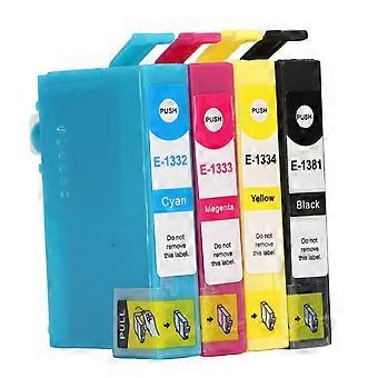 4 st bläckpatroner svart cyan magenta gul jämnt exakt klar anti-blekning skrivare bläckpatron för Stylus T1381 T1332 T1333 T1334
