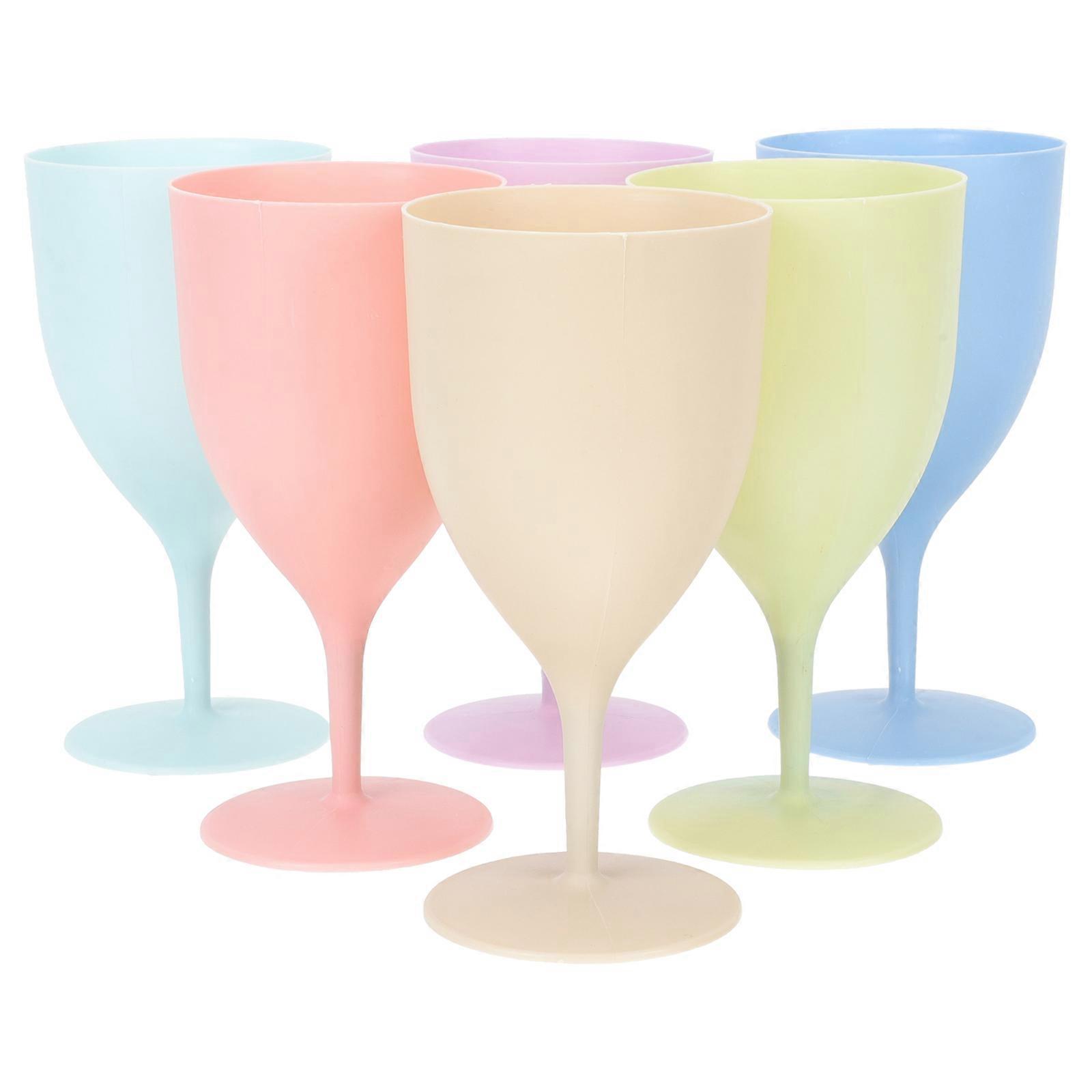 Colorful Plastic Goblets Multi-Function Water Goblets for Drinking Use 6Pcs