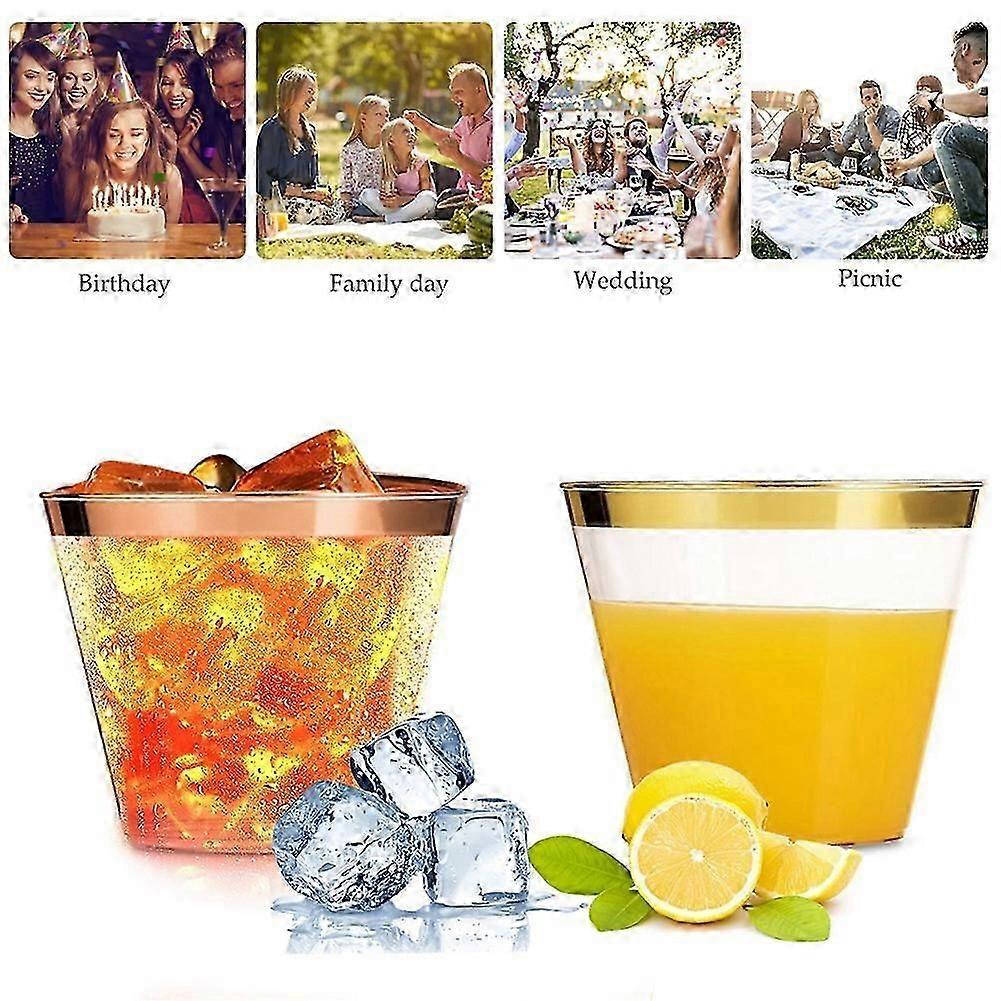 Golden Plastic Cups 9 Oz Disposable Cup Transparent Plastic Cup