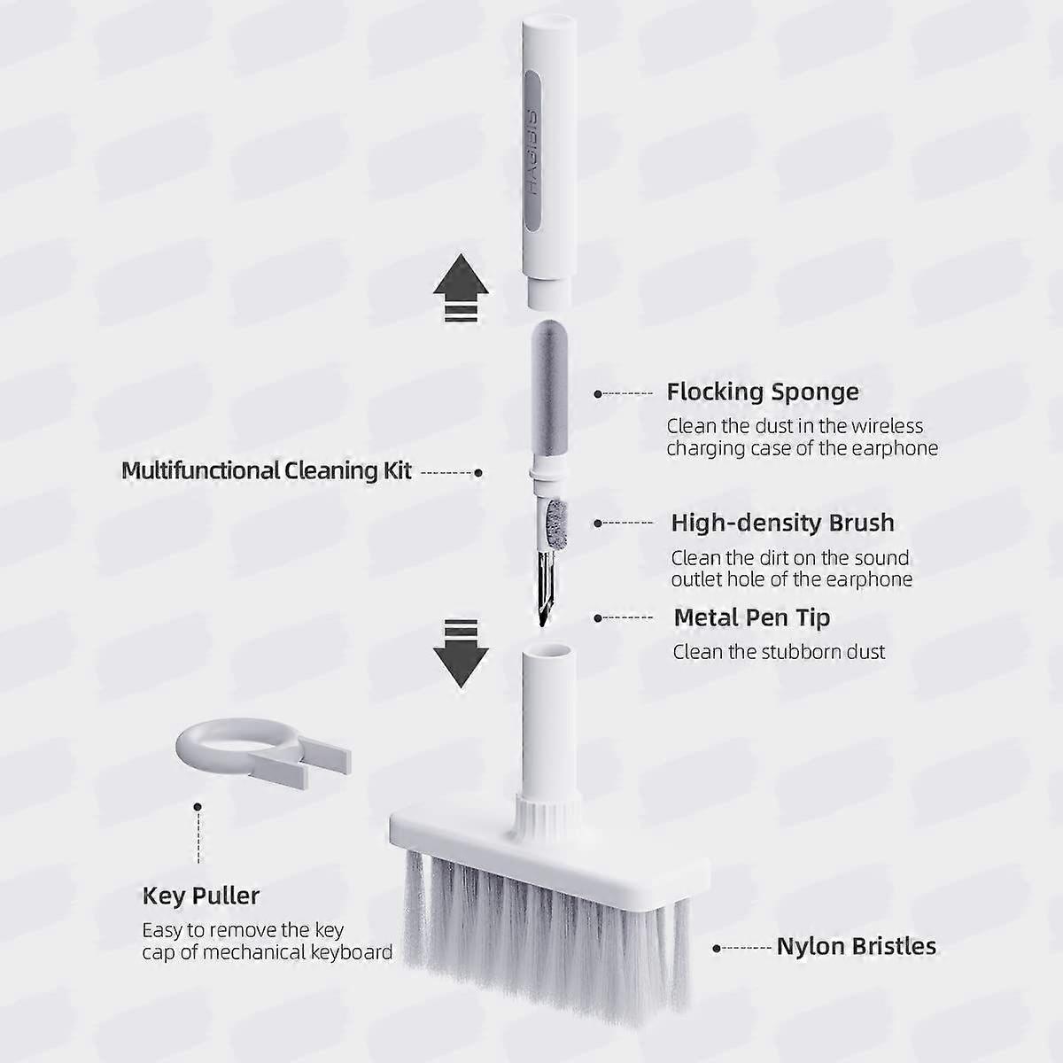 5 -in -1 multi -function keyboard Bluetooth headset dust cleaning brushwhite