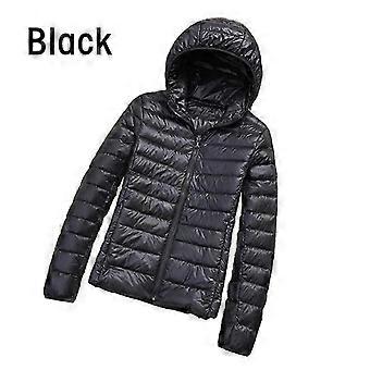 Women Warm Windproof 90% Down Jacket Coat Hooded Casual M black