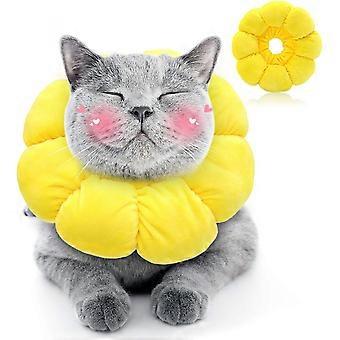 Large Cat Recovery Collar - Cute Sun Flower Neck Cat Cones After Surgery, Adjustable Cat E Collar, Surgery Recovery Elizabethan Collars for Kitten and