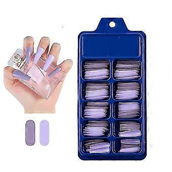 200 Stück Acryl Extra Lange Aufdrücknägel Sarg Künstliche Falsche Nägel Einfarbig Volle Abdeckung Glänzend Gefälschte Nägel Für Frauen Und Mädchen Nagelkunstsalon