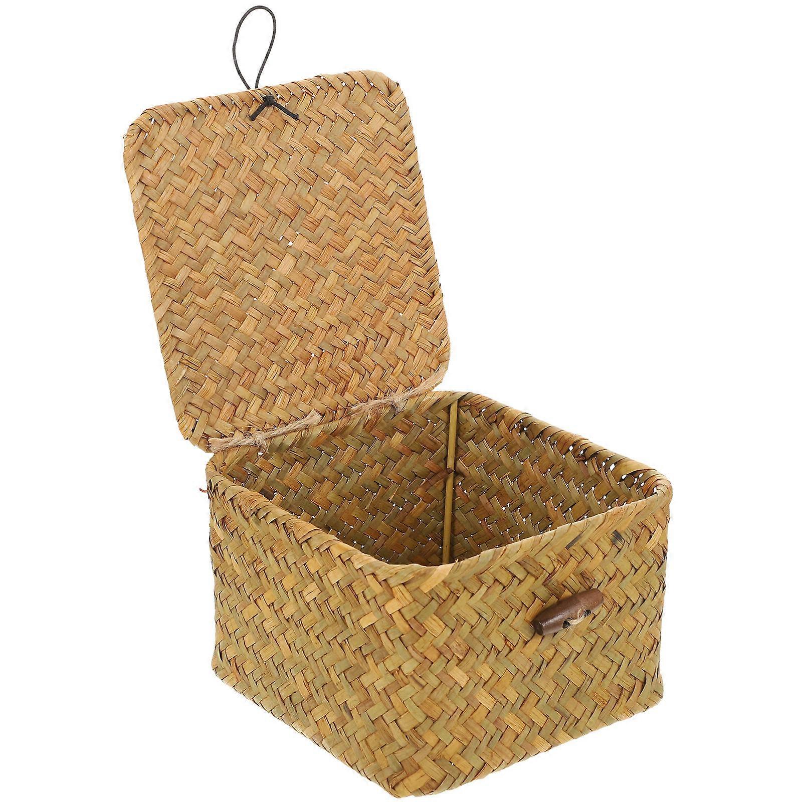 Retro Multipurpose Container Embroidery Pattern Woven Lidded Box Gift Box