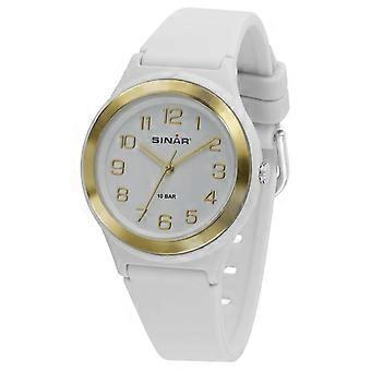 SINAR youth watch wristwatch analog quartz girl silicone band XB-48-0 white gold