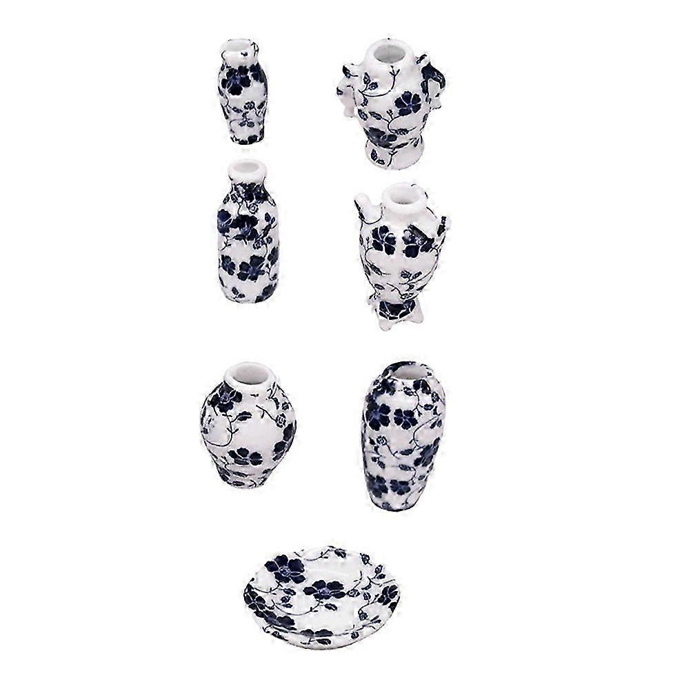 Mini Vase Ornament Ceramic Vase Model for Decor 7Pcs Assorted