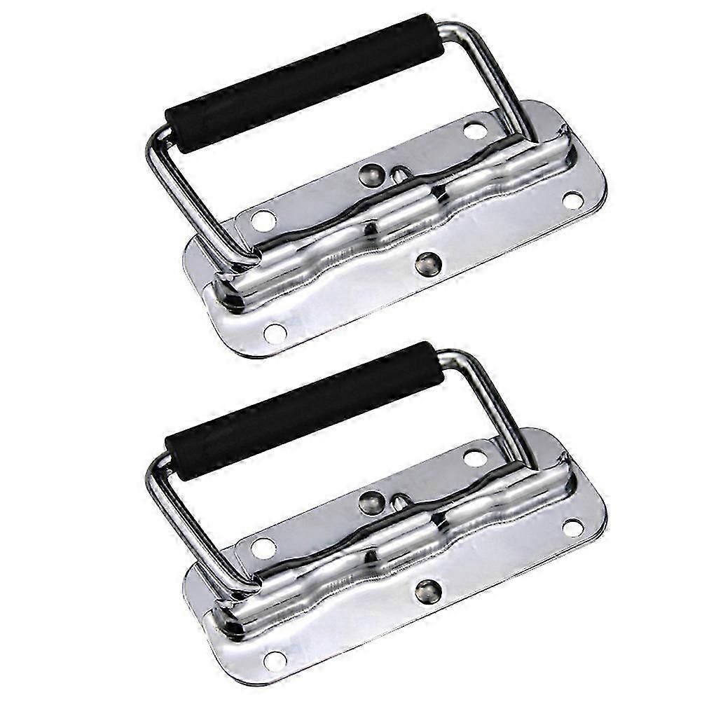 2Pcs Folding Handle Spring Loaded Case Handle Practical Cabinet Knob (Silver)