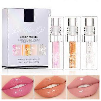 Color Changing Lip Oil Set, Moisturizing Lightweight Gloss with Glitter Shimmer, 3.5ml x3