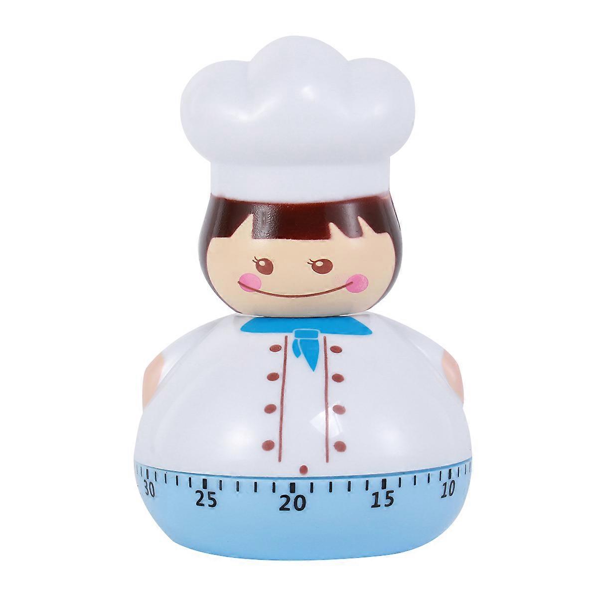 Mini Chef Design Mechanical Timer Kitchen Timer Household Cooking Time Manager Baking Reminder Boiled Egg Countdown Timer (Sky-blue)