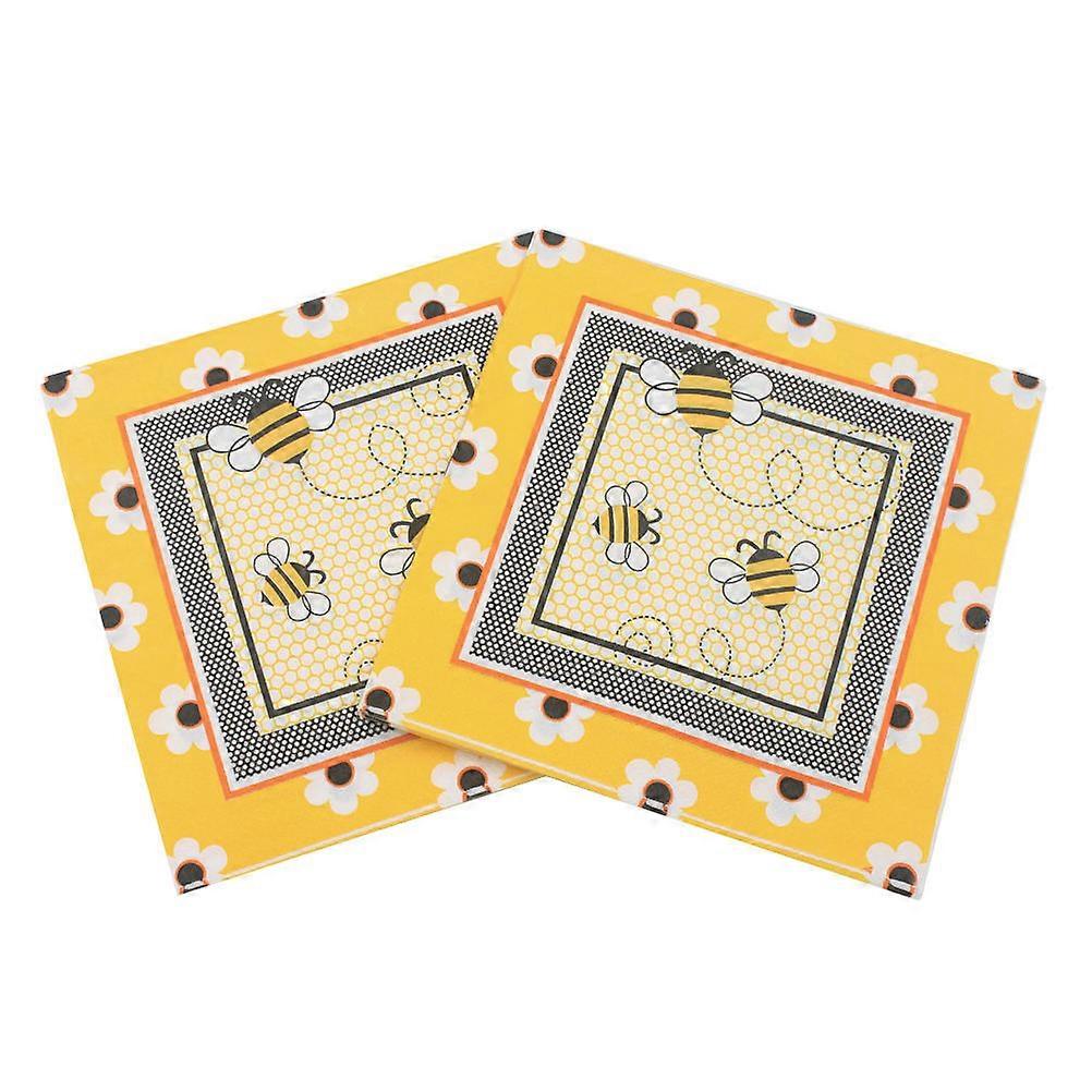 Serviettes en papier à motifs d'abeilles pour fêtes (40 pièces)