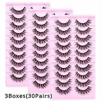 30 Pairs 6D Wispy False Eyelashes, Cat Eye Effect Dramatic Volume & Curl, 10-12mm D-Curl Fluffy Lashes for Striking Eye Makeup