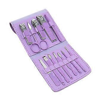 12pcs Stainless Steel Nail Clipper Set Foldable Bag Beauty Tool Kit for Fingernail Grooming