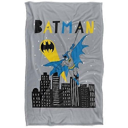 Batman Swinging Over City Blanket