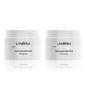 2 stks LANBENA Mee-eters Remover Crème Gezichts Neus Masker Plant Pore Strips Acne Peel Off